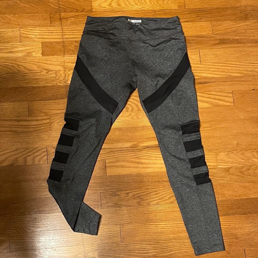 Forever 21 Charcoal and Black Leggings with Cutout Stripes